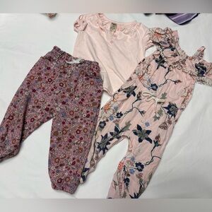 Floral bundle Baby girl Romper and pink outfit Set